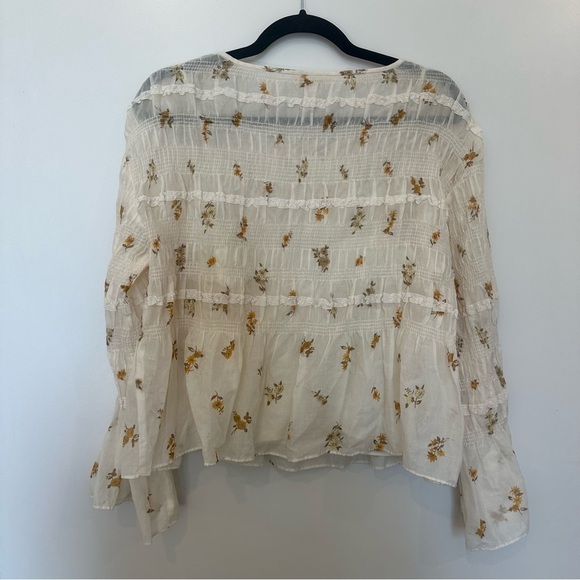 NWT Rebecca Taylor Marigold Fleur Ines Smocked Blouse Size Small women’s top - Picture 7 of 14